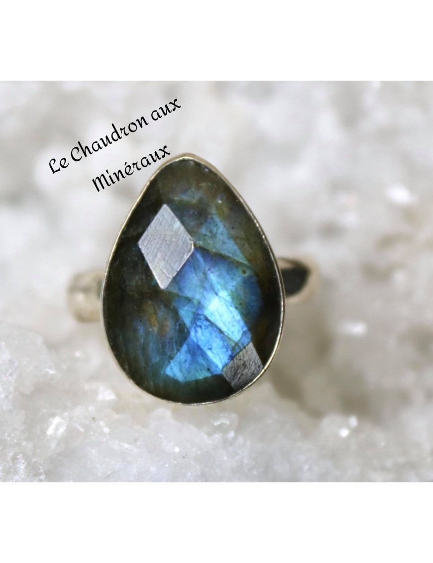 LABRADORITE Bague 2 en Argent T.55