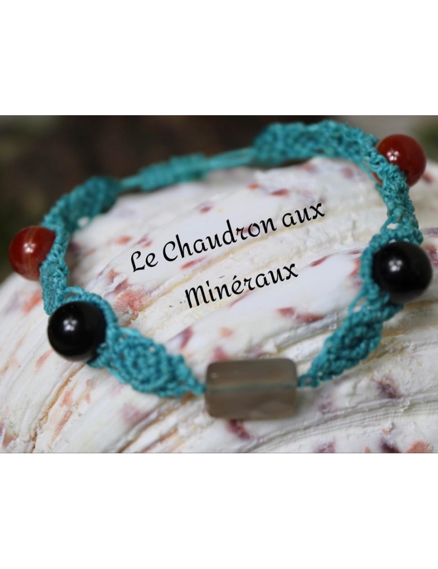 PIERRE de LUNE ~ SPINELLE ~ CORNALINE  Bracelet  "Endométriose" (N°2)