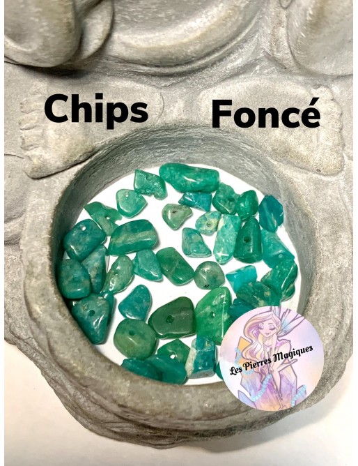 AMAZONITE VERTE foncé Chips à l'unité origine Russie