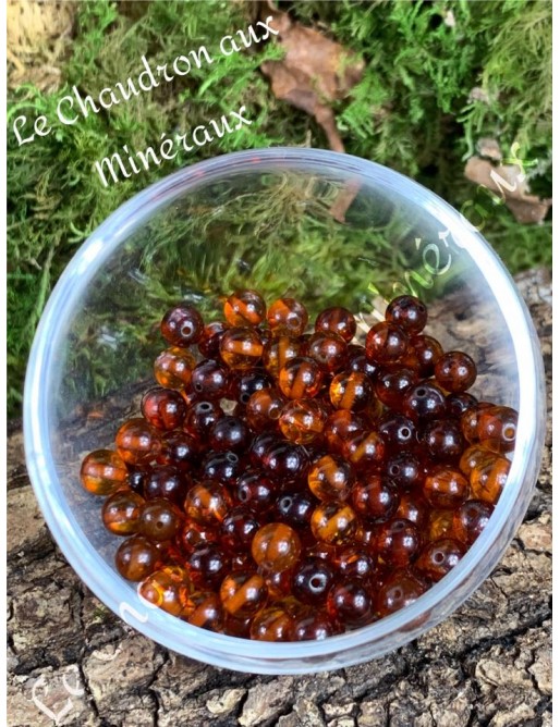 AMBRE cognac Perles à l'unité belle qualité origine mer de la Baltique 6mm