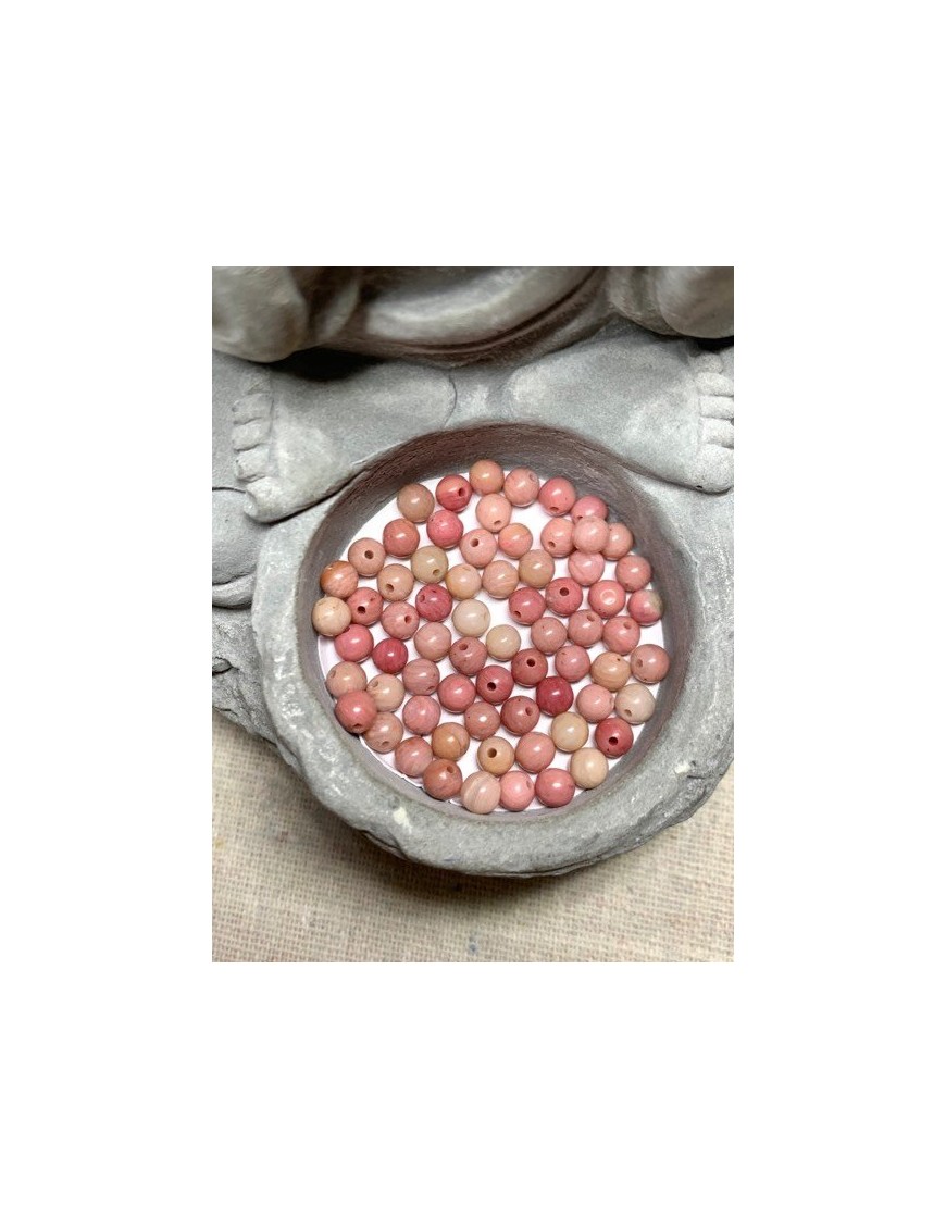 RHODONITE Rose Perle 4mm à l'unité