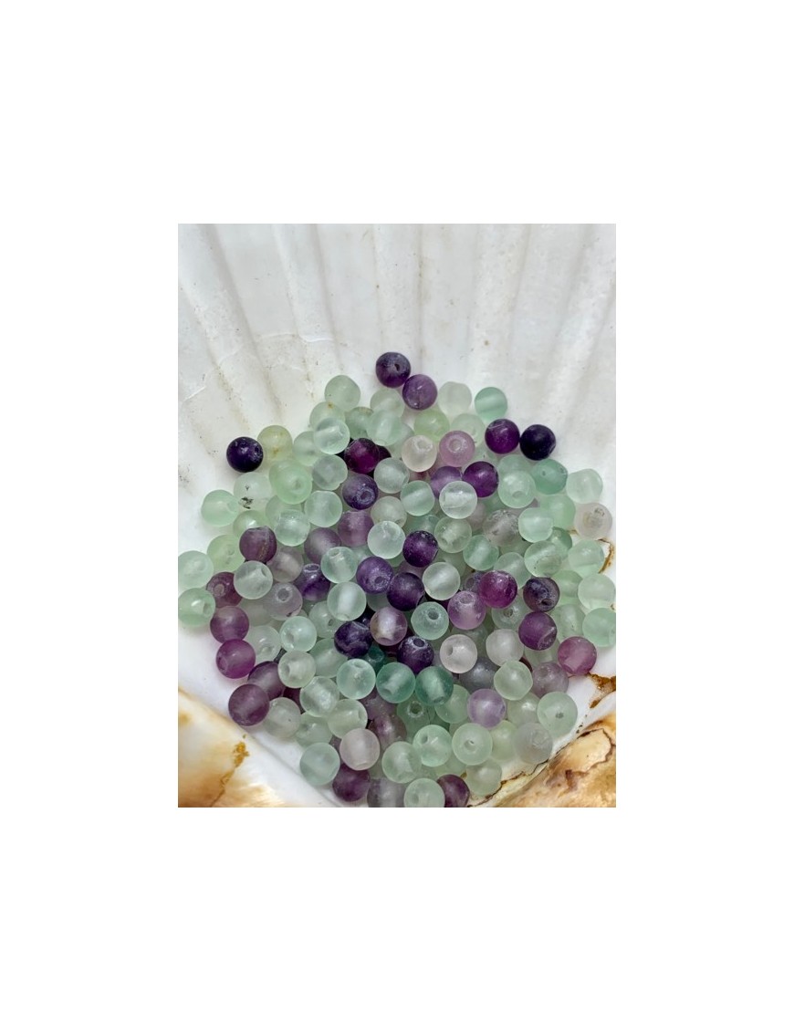 FLUORITE perle mate "givrée" à l’unité 4mm