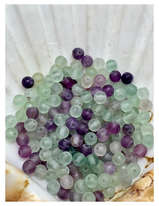 FLUORITE perle mate "givrée" à l’unité 4mm