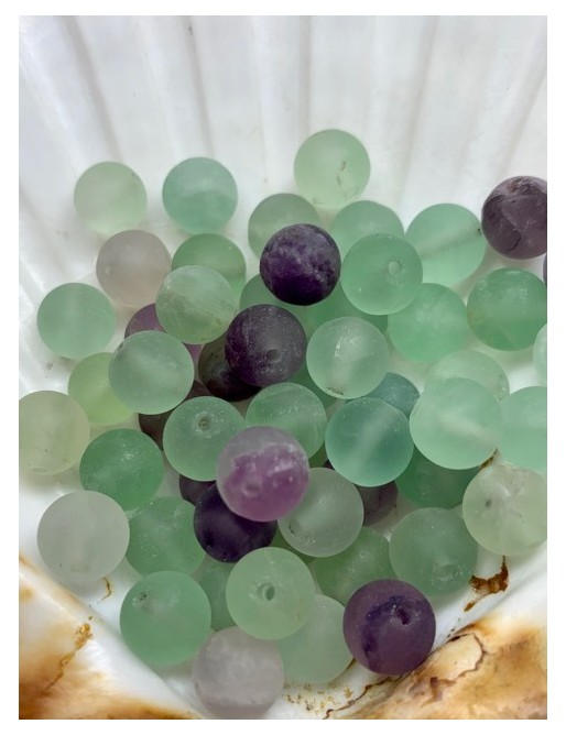 FLUORITE perle mate "givrée" à l’unité 8mm