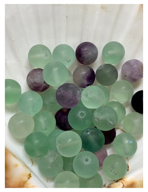 FLUORITE perle mate "givrée" à l’unité 10mm