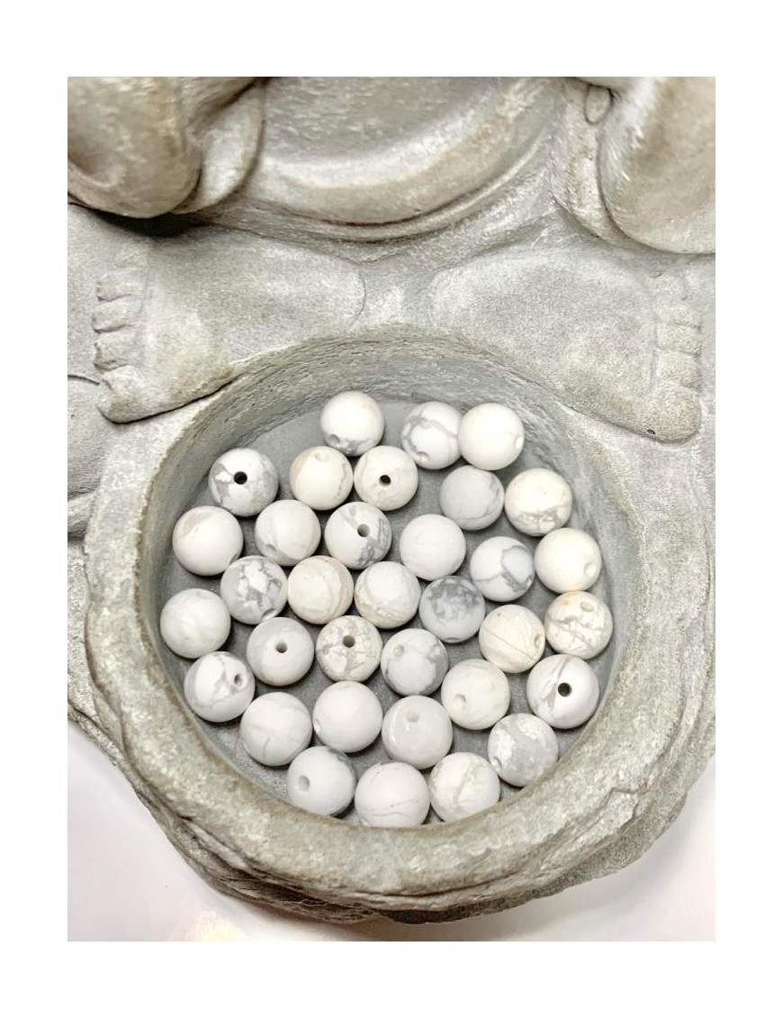 HOWLITE Perles mate 6mm origine Etats-unis (à l'unité)