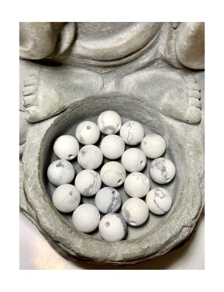 HOWLITE Perles mate 8mm origine Etats-unis (à l'unité)