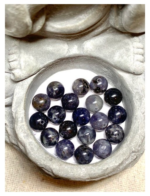 IOLITE (Saphir d'eau) Perle à l'unité 8mm origine Inde