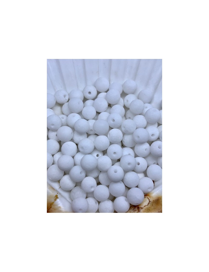 JADE BLANC Perles mate à l'unité 6mm