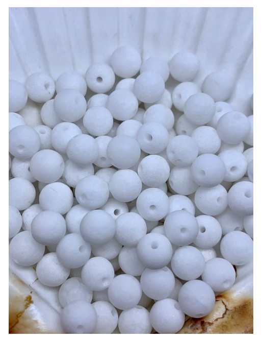 JADE BLANC Perles mate à l'unité 6mm