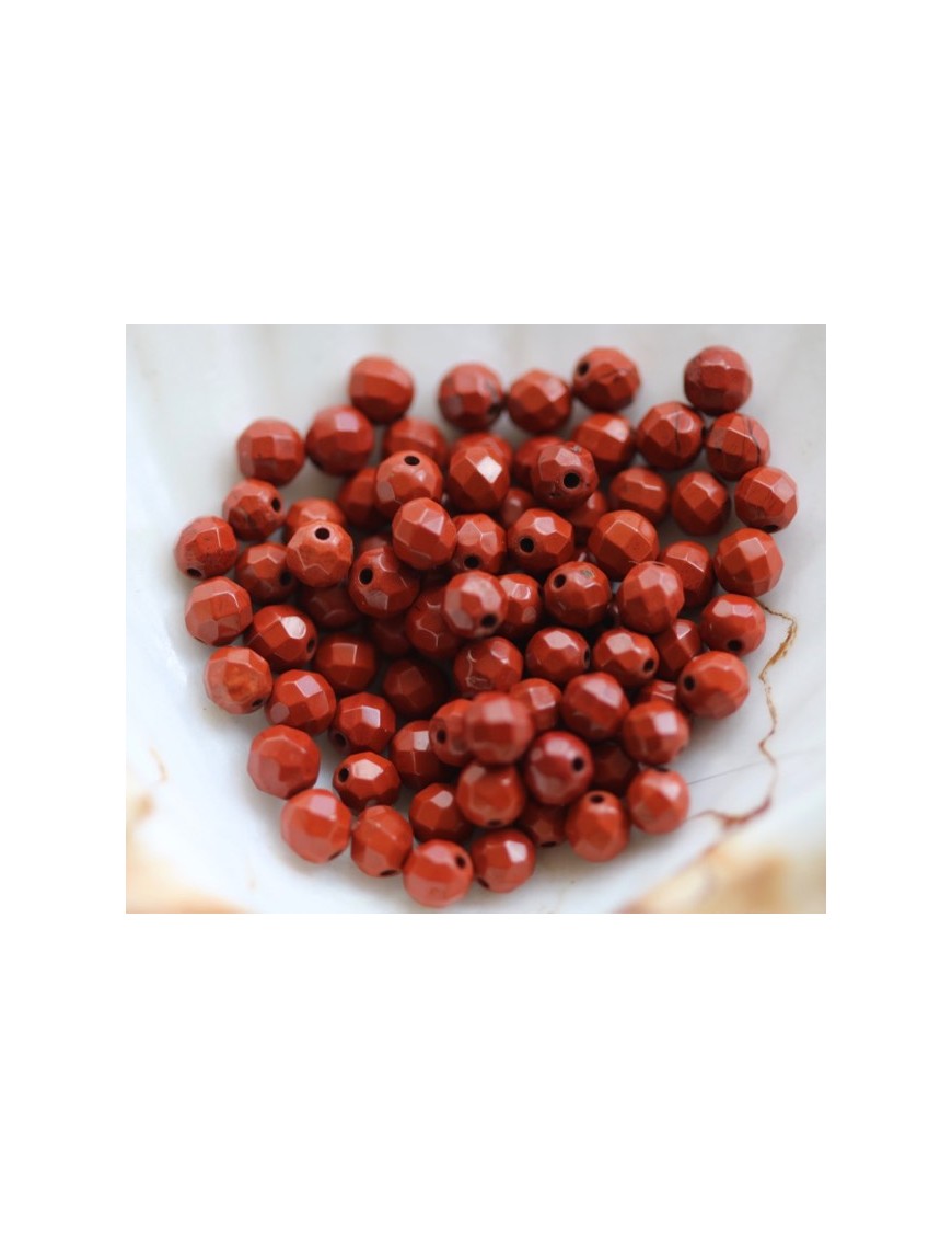 JASPE ROUGE perles facettées à l'unité 4mm