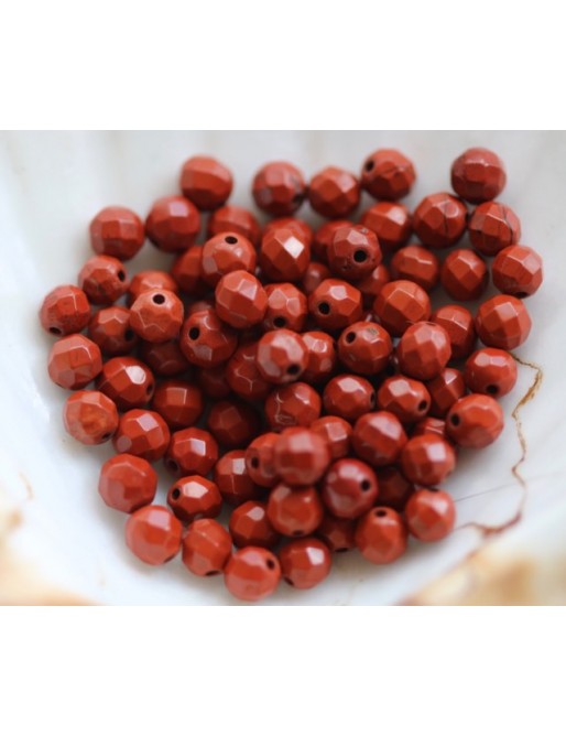 JASPE ROUGE perles facettées à l'unité 4mm