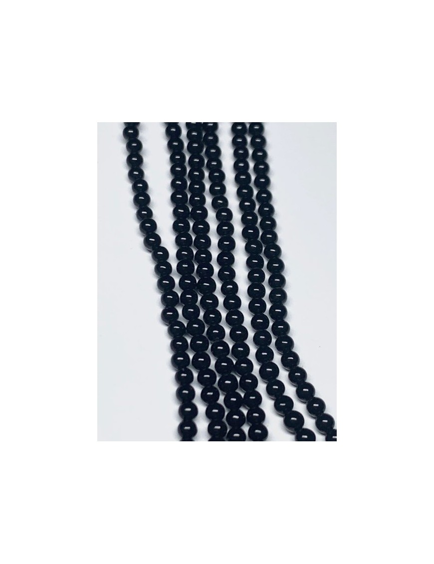 ONYX Noir (Agate noire) Perles 2mm en fil (environ 200 perles)