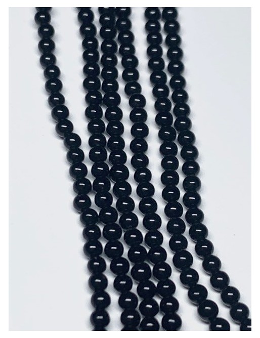 ONYX Noir (Agate noire) Perles 2mm en fil (environ 200 perles)