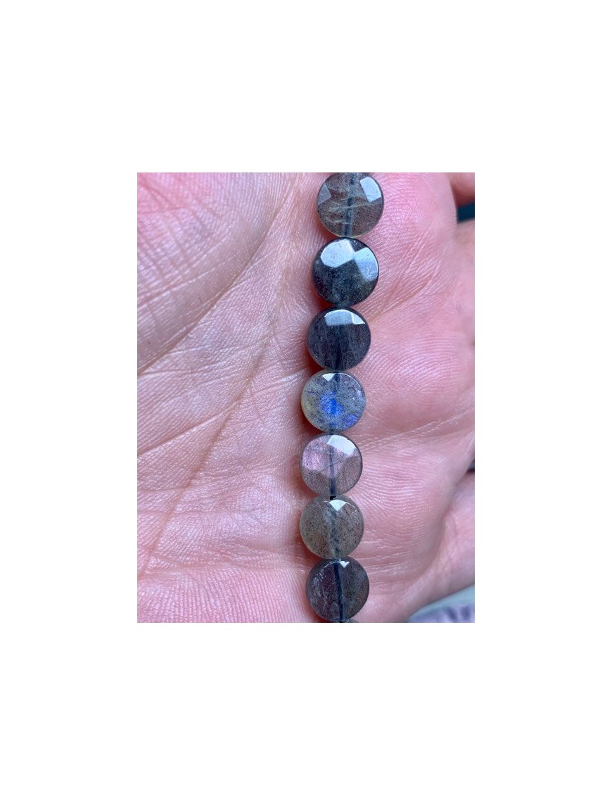 ?LABRADORITE perles facettées "Médaille" 4mm à l'unité