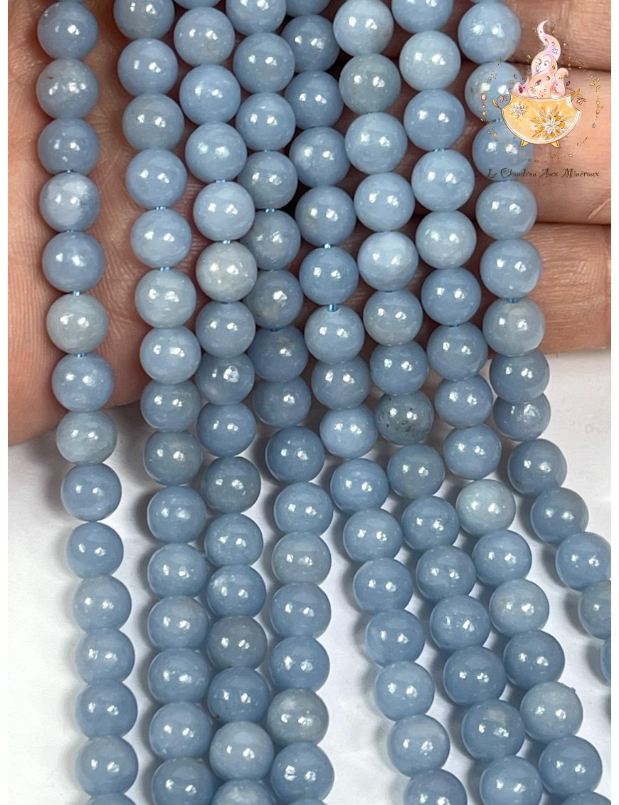 Perles d'Angelite 6mm - Sérénité Péruvienne à Portée de Main.