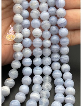 Perles de Calcédoine Rubanée 8mm - Pierre Naturelle pour la Création de Bijoux