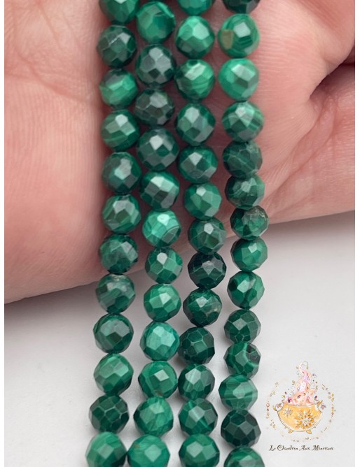 Fil de perle 4mm facettée en pierre naturelle Onyx vert