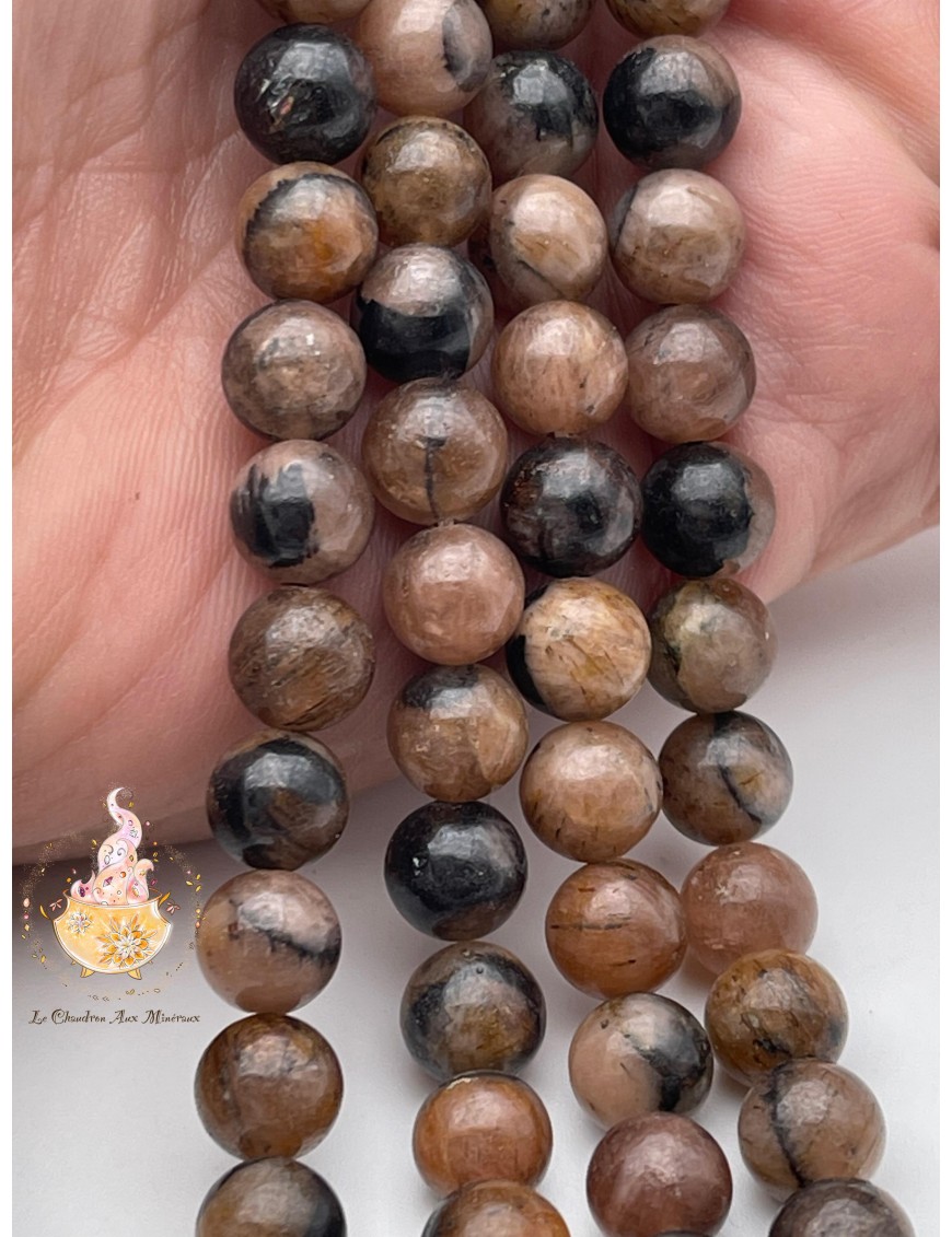 perles chiastolite 8mm fil