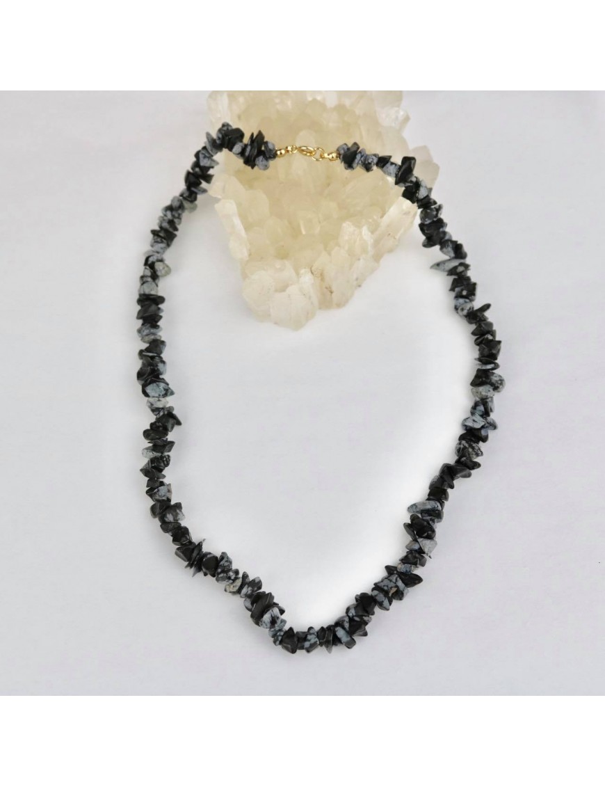 OBSIDIENNE FLOCON DE NEIGE Collier Chips