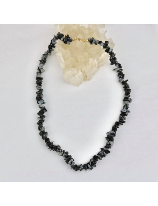 OBSIDIENNE FLOCON DE NEIGE Collier Chips