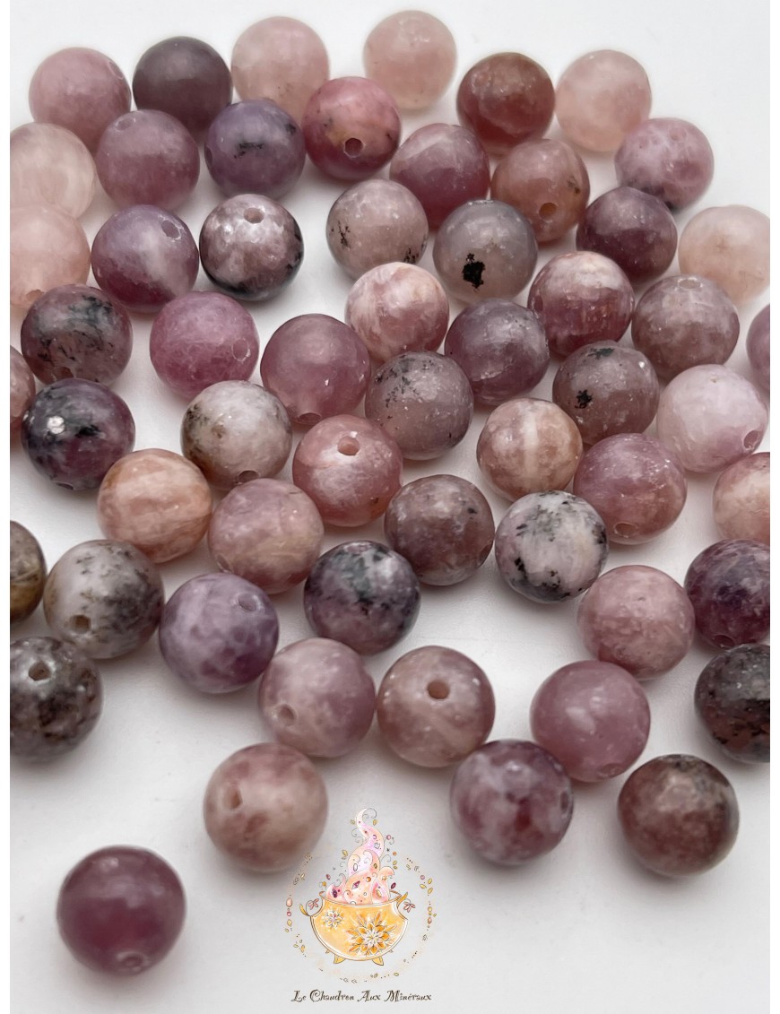 perles Lepidolite 8mm unité