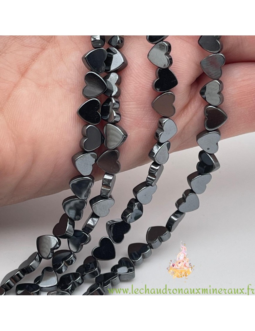 Perles pierres fines Hematite coeur 6mm