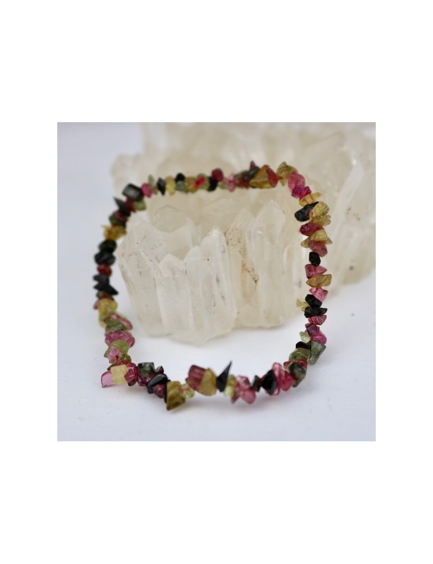 Bracelet Tourmaline multicolore perles Chips 4/6mm