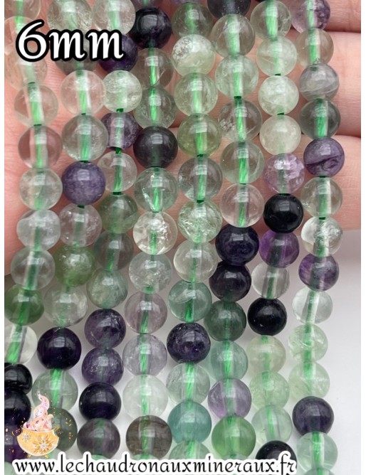 Perles 6mm de Fluorite du Mexique - Couleurs Naturelles et Apaisantes