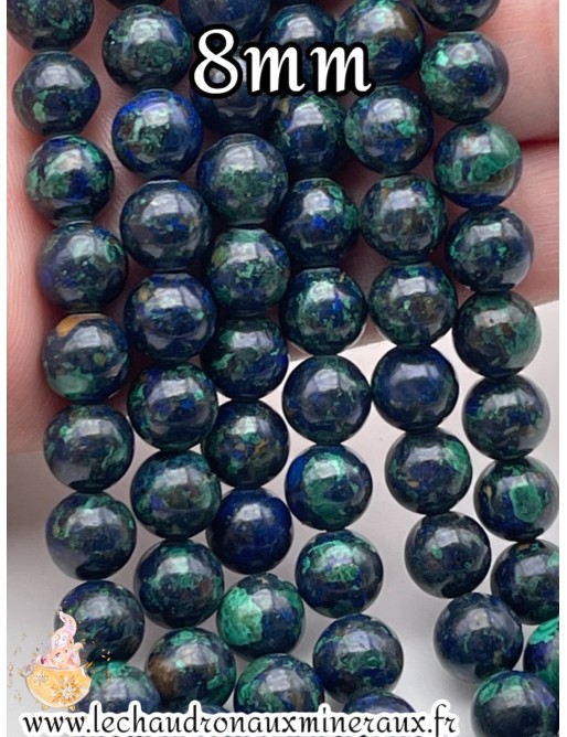 Perles Azurite Malachite 8mm - Fusion de Couleurs et de Beauté Minérale