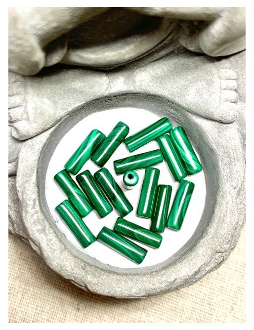 MALACHITE perles "Tube" à l'unité 8X13mm