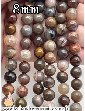 Perles de Bois Pétrifié 8mm - Idéales pour la Création de Bijoux Uniques