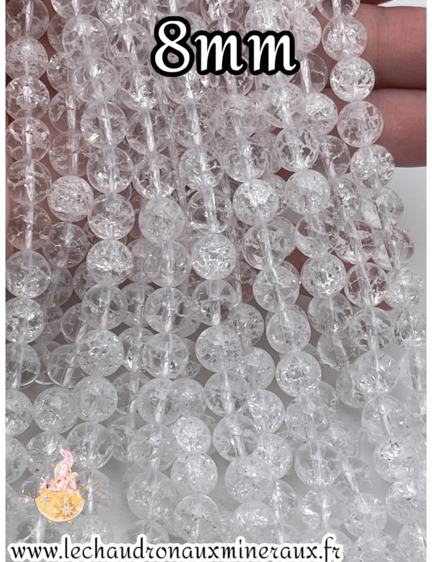 cristal de roche perles 8mm craquelée