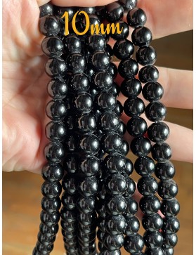 Perles d'Obsidienne Noire 10mm - Puissance et Protection pour des créations uniques en lithothérapie et bijouterie.