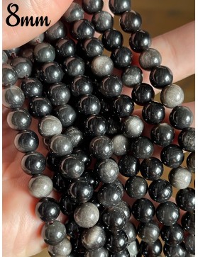 Perles d'Obsidienne Argentée 8mm - Qualité Supérieure pour Bijoux