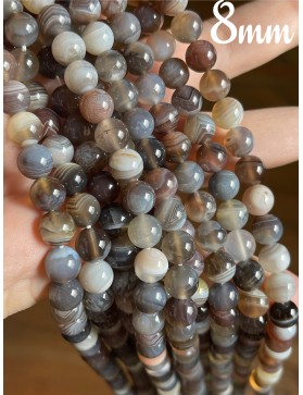 Perles d'Agate Botswana 8mm - Élégance Naturelle pour Vos Bijoux