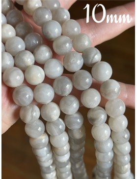 Perles d'Agate Blanche 10mm - Élégance Intemporelle pour Vos Créations