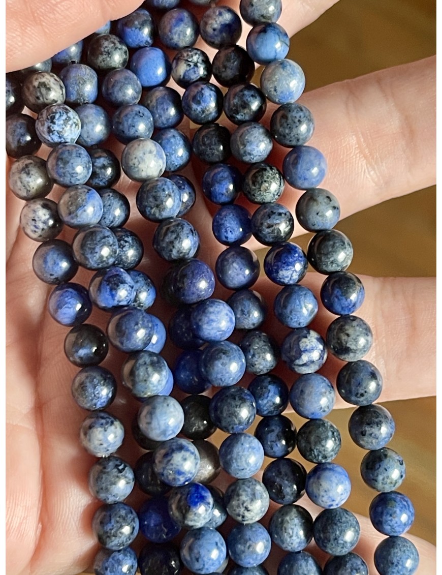 Perles 6mm de Dumortierite - Bleu Intense pour Bijoux Apaisants