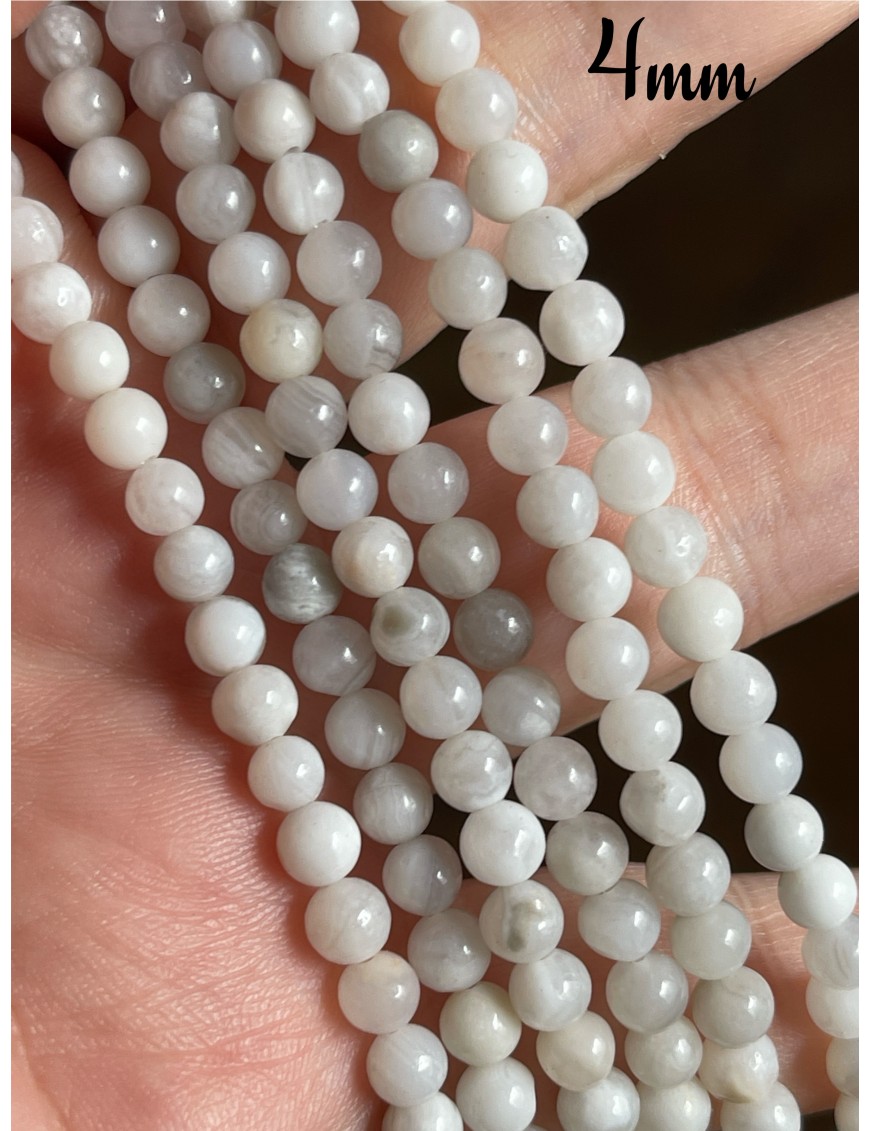 Perles Agate Blanche 4mm - L'Élégance Pure de la Lithothérapie en Chaque Perle