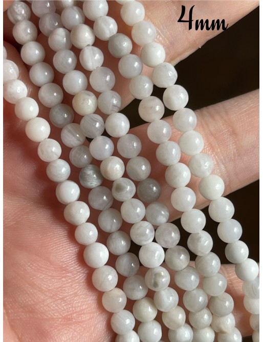 Perles Agate Blanche 4mm - L'Élégance Pure de la Lithothérapie en Chaque Perle