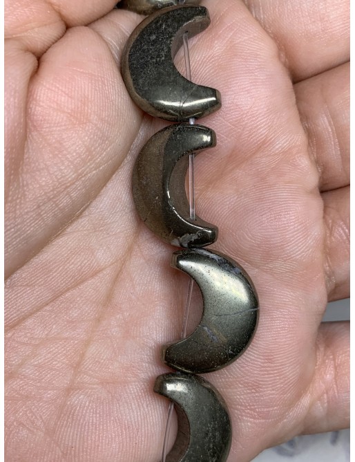 PYRITE perles "Lune" à l'unité 20X15mm