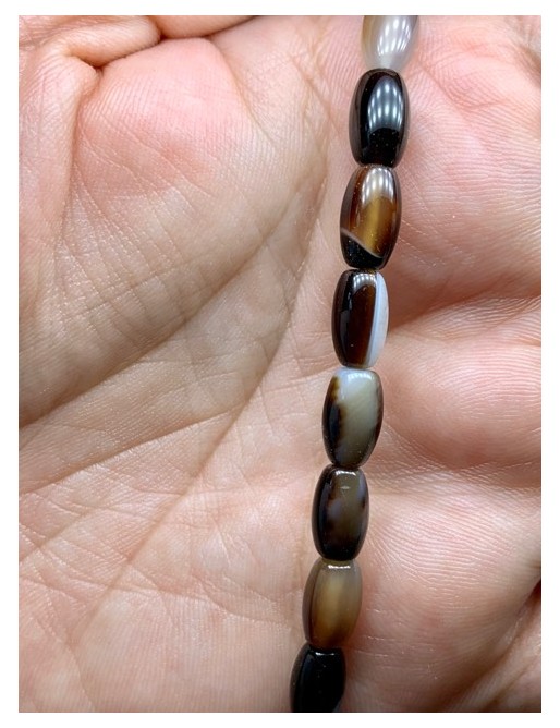 SARDONYX perles "Riz" 6x10mm à l'unité