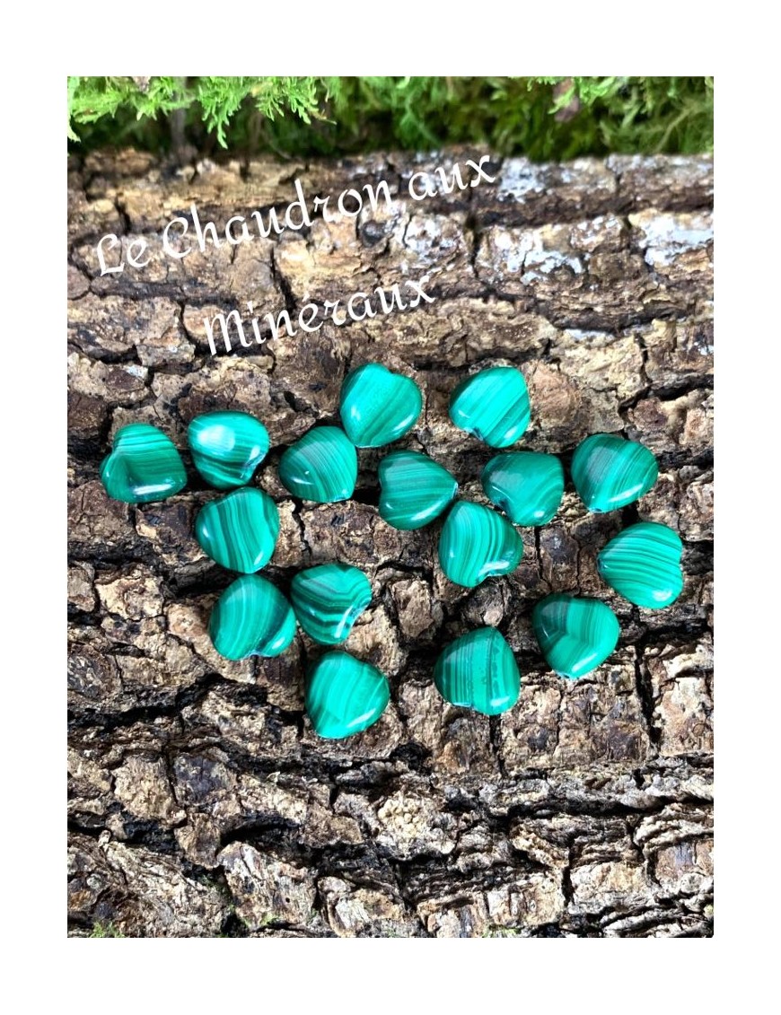 MALACHITE perles "coeur" 10mm à l'unité