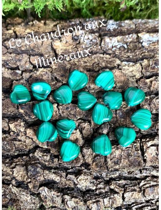 MALACHITE perles "coeur" 10mm à l'unité