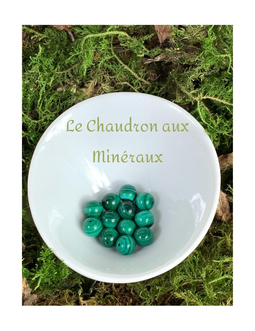 MALACHITE Perle demi-percée 8mm à l'unité origine Zambie