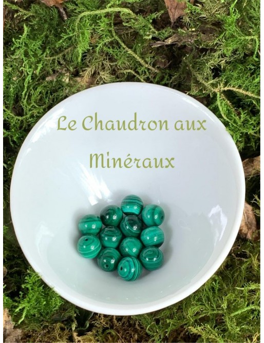 MALACHITE Perle demi-percée 8mm à l'unité origine Zambie